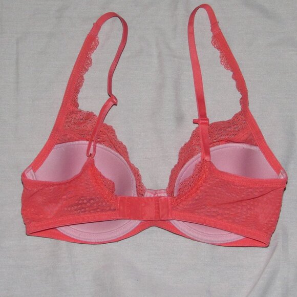 Natori 30D Bra Beyond Contour Underwire Back Closure 722286 Coral Mesh Lace - Picture 2 of 3